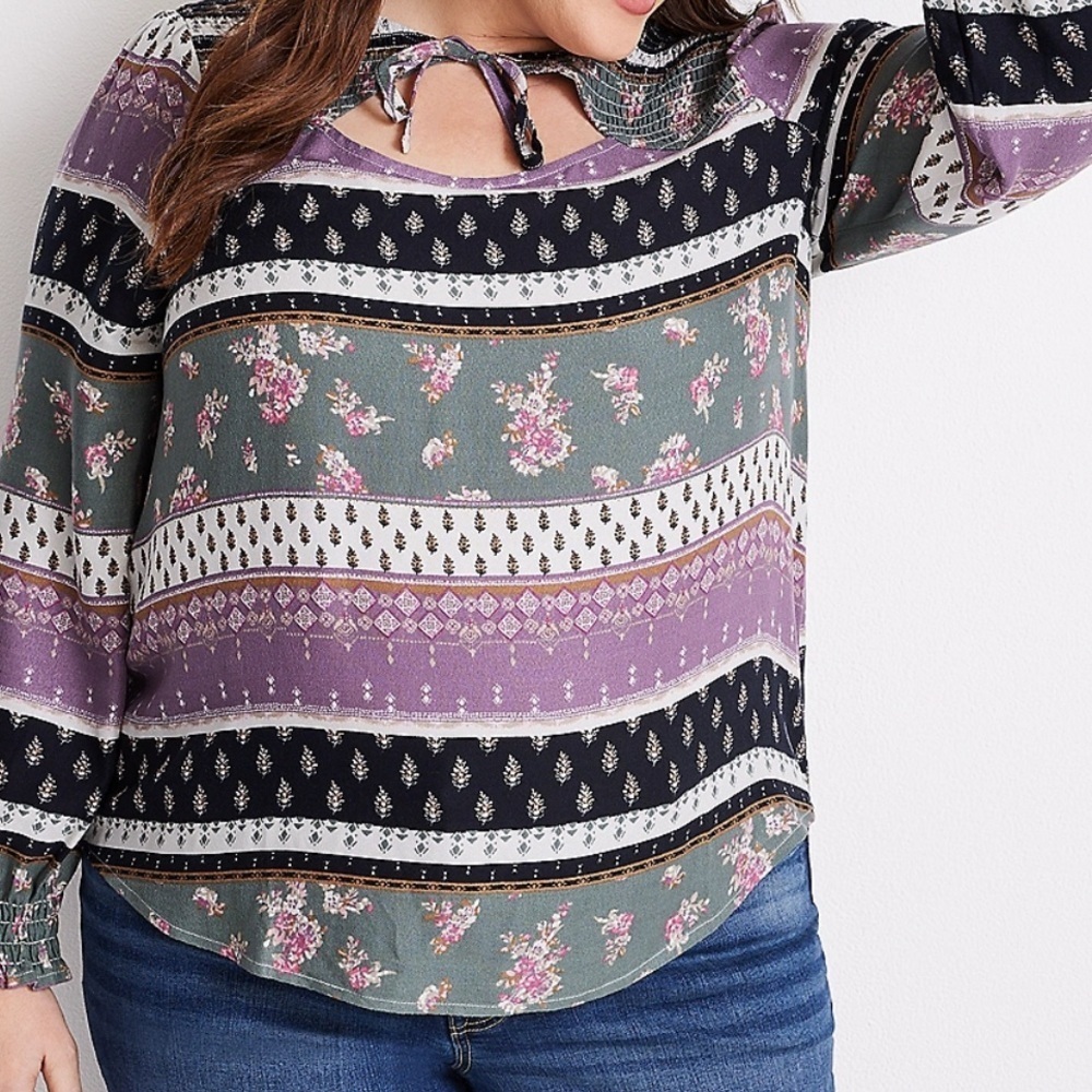 Maurices Patchwork Peasant Blouse NWT - image 1